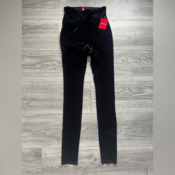 NEW SPANX Velvet Velour Black Soft Party Night Out Date Holiday Leggings Size XS - Picture 1 of 6